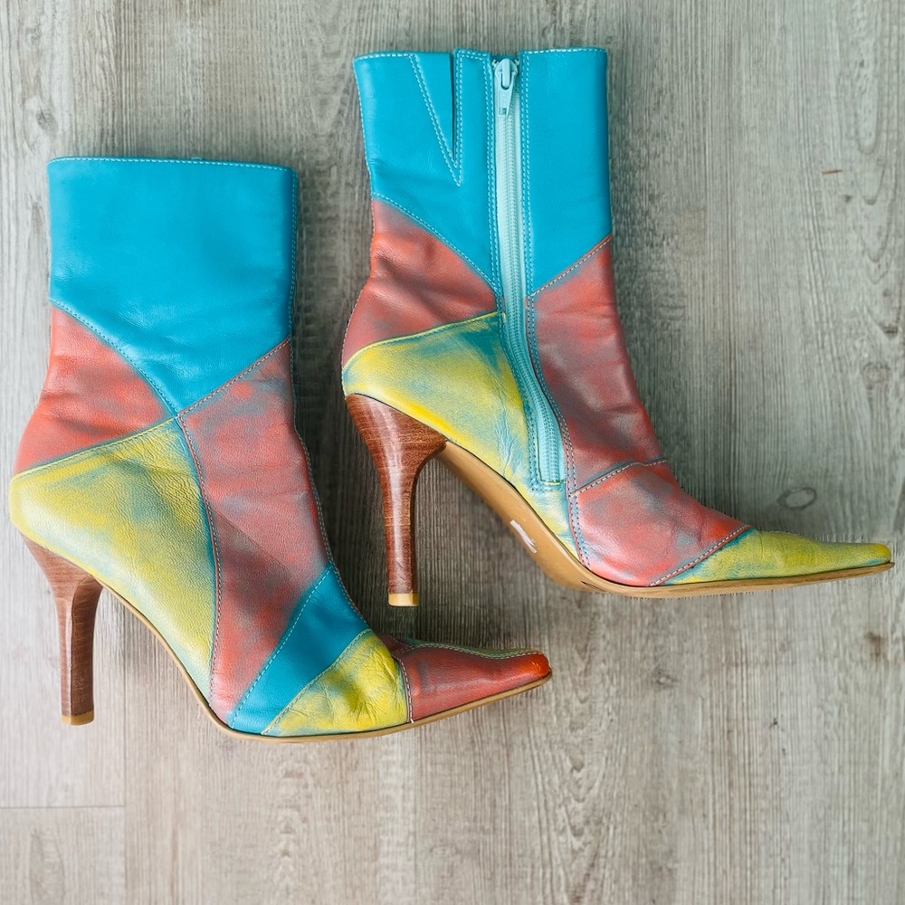 PARADISE (Pre-Loved) Color Block Ankle Boots
